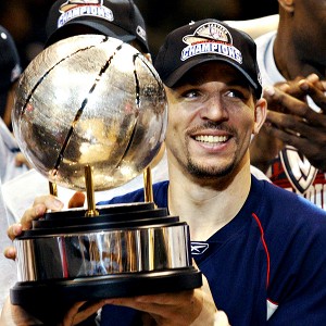 Jason Kidd holding the Eastern Conference trophy