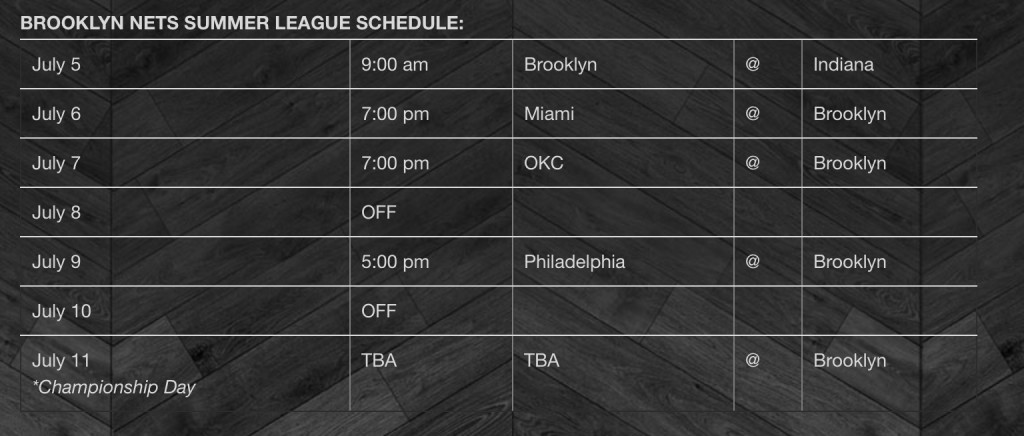 Nets summer league schedule 2014 orlando